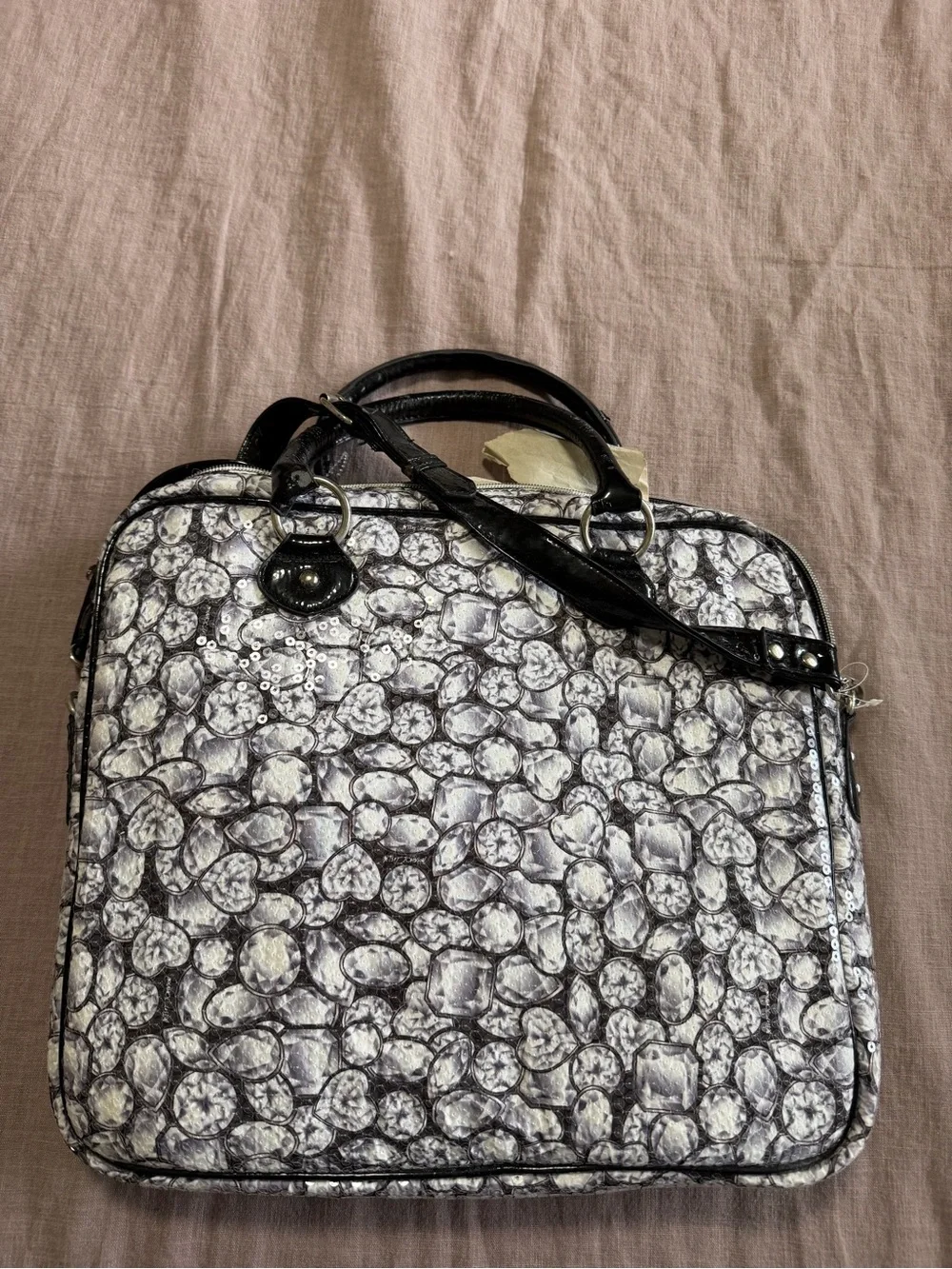Dead stock Betsey Johnson Diamond Sequin Laptop Computer Case Bag Some Peeling